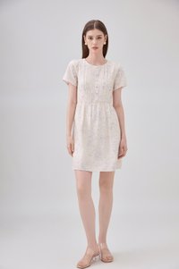 Antonella Pintuck Button Dress In Cream