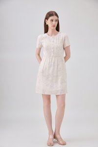 Antonella Pintuck Button Dress In Cream