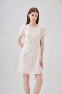 Antonella Pintuck Button Dress In Cream