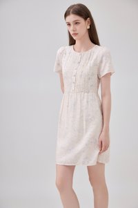 Antonella Pintuck Button Dress In Cream