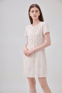 Antonella Pintuck Button Dress In Cream