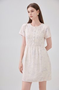 Antonella Pintuck Button Dress In Cream
