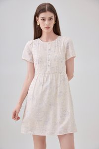 Antonella Pintuck Button Dress In Cream