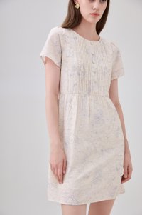 Antonella Pintuck Button Dress In Cream