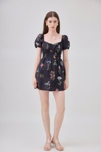 Chaya Botanical Garden Smocked Waist Dress Romper In Black