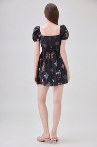 Chaya Botanical Garden Smocked Waist Dress Romper In Black