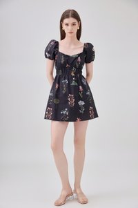 Chaya Botanical Garden Smocked Waist Dress Romper In Black