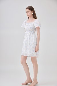 Renata Embroidery Smocked Floral Dress In Yellow
