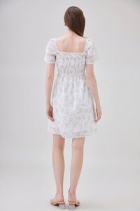 Renata Embroidery Smocked Floral Dress In Yellow