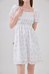 Renata Embroidery Smocked Floral Dress In Yellow