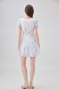Elle Embroidery Floral Dress In Blue