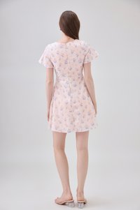 Gracelynn Printed Faux Wrap Floral Dress In Pink