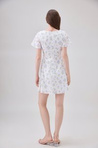 Gracelynn Printed Faux Wrap Floral Dress In White