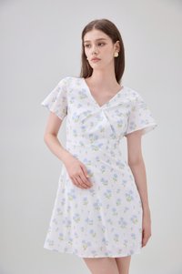 Gracelynn Printed Faux Wrap Floral Dress In White