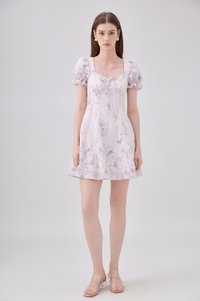 Elle Embroidery Floral Dress In Lilac