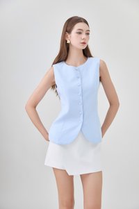 Mallory Pinstripe Button Vest