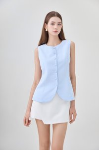 Mallory Pinstripe Button Vest