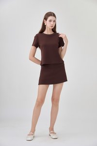 *GLACIER* Colbie Cotton Basic Top In Brown