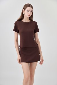 *GLACIER* Colbie Cotton Basic Top In Brown
