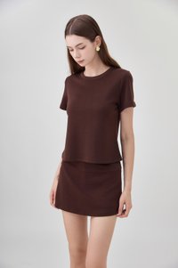 *GLACIER* Colbie Cotton Basic Top In Brown