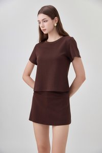 *GLACIER* Colbie Cotton Basic Top In Brown