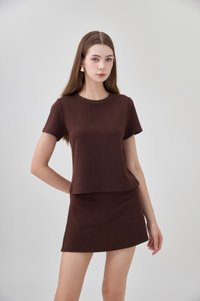 *GLACIER* Colbie Cotton Basic Top In Brown