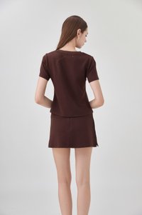 *GLACIER* Colbie Cotton Basic Top In Brown