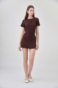 *GLACIER* Colbie Side Slit Skort In Brown