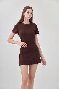 *GLACIER* Colbie Side Slit Skort In Brown