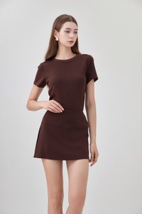 *GLACIER* Colbie Side Slit Skort In Brown