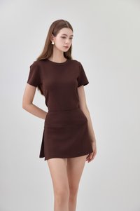 *GLACIER* Colbie Side Slit Skort In Brown