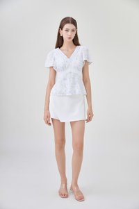 Lia Botanical Sketch Crochet Top in White