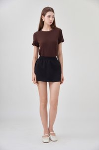 *GLACIER* Eliora Everyday Elastic Waist Skort in Black