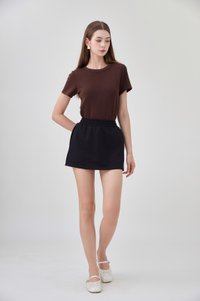 *GLACIER* Eliora Everyday Elastic Waist Skort in Black