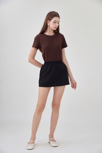 *GLACIER* Eliora Everyday Elastic Waist Skort in Black