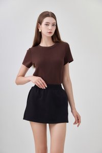 *GLACIER* Eliora Everyday Elastic Waist Skort in Black
