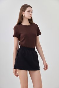 *GLACIER* Eliora Everyday Elastic Waist Skort in Black