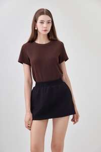 *GLACIER* Eliora Everyday Elastic Waist Skort in Black