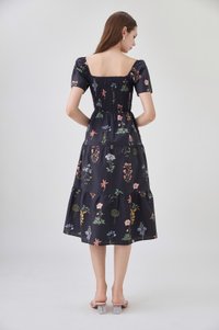 Chaya Botanical Garden Smocked Midi Dress In Black