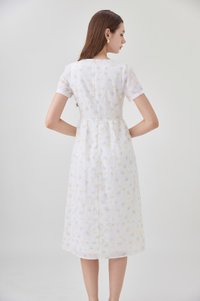 Elodie Floral Empire Waist Midi Dress In Ribbon Posy Print