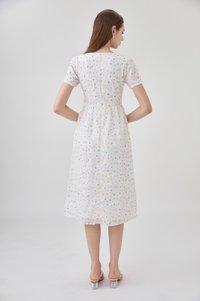 Elodie Floral Empire Waist Midi Dress In Blue Wildflower&nbsp;
