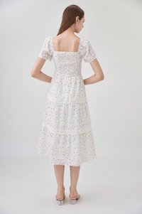 Alexandria Embroidered Tiered Midi Dress In Blue Wildflower