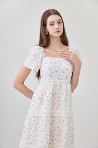 Alexandria Embroidered Tiered Midi Dress In Lavender Bloom