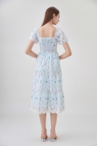 Elani Embroidery Floral Tiered Midi Dress