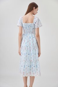 Elani Embroidery Floral Tiered Midi Dress