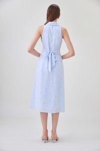 Sarai Embroidered Striped Shirt Midi Dress