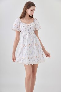 Adelyn Embroidery Sweetheart Ribbon Dress In Meadow Floral
