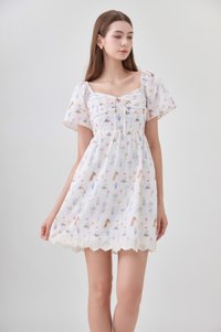 Adelyn Embroidery Sweetheart Ribbon Dress In Meadow Floral