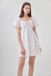 Adelyn Embroidery Sweetheart Ribbon Dress In Meadow Floral