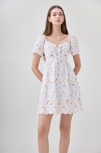 Adelyn Embroidery Sweetheart Ribbon Dress In Meadow Floral